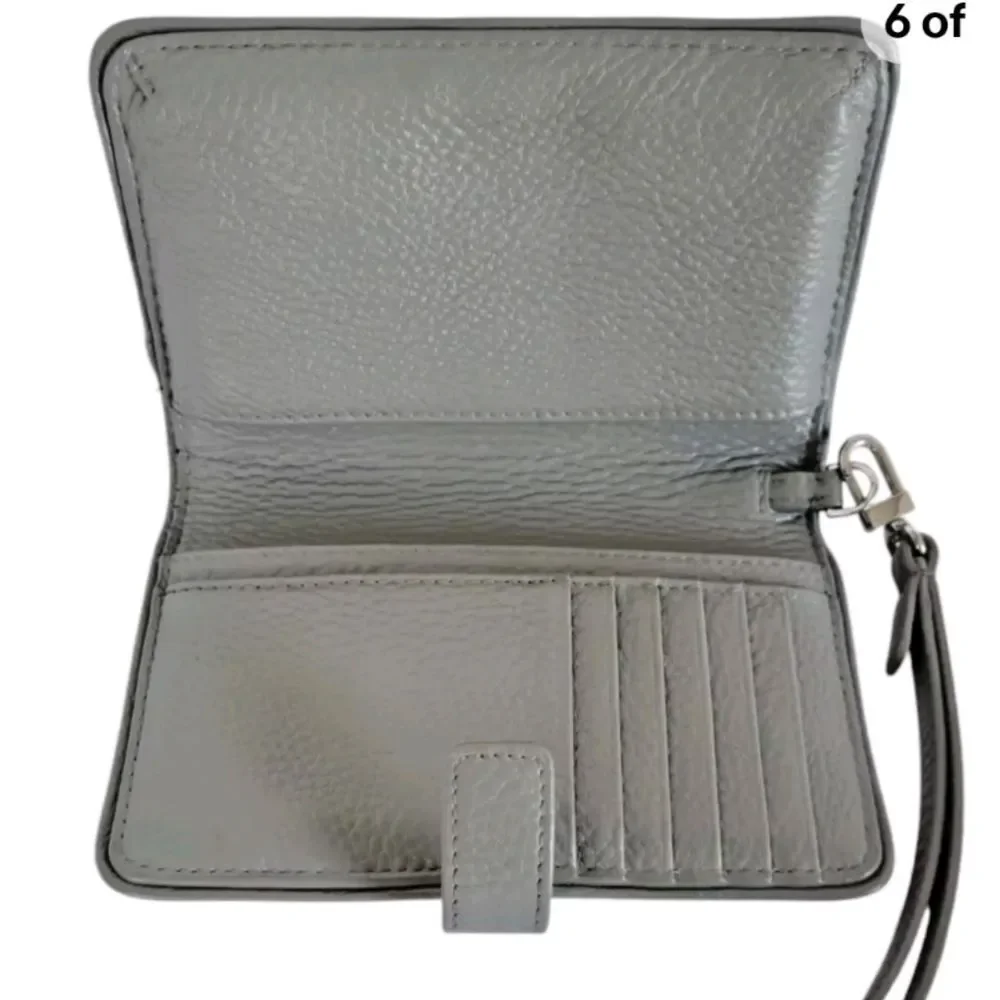 Tory Burch Britten Smartphone Bi-Fold Leather Wallet/Wristlet🩶Gray